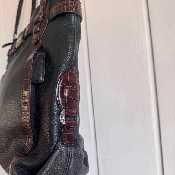 Vintage Brighton Black Leather Shoulder Bag